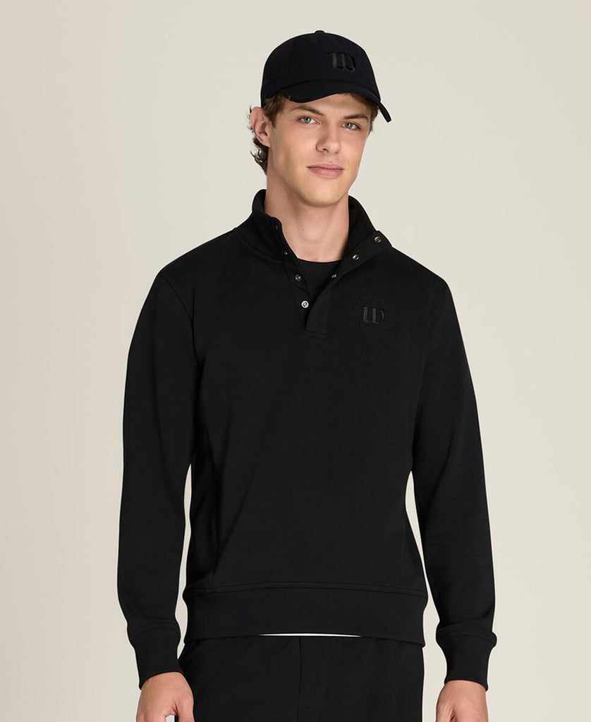 テニスクラブ ハーフジップ モックアップ スウェット - ブラック by