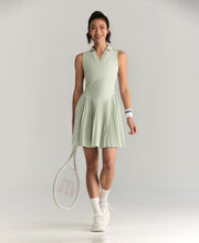 プリーツフロー ドレス - アクアグレー