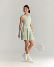 プリーツフロー ドレス - アクアグレー