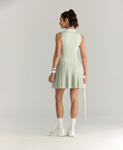 プリーツフロー ドレス - アクアグレー