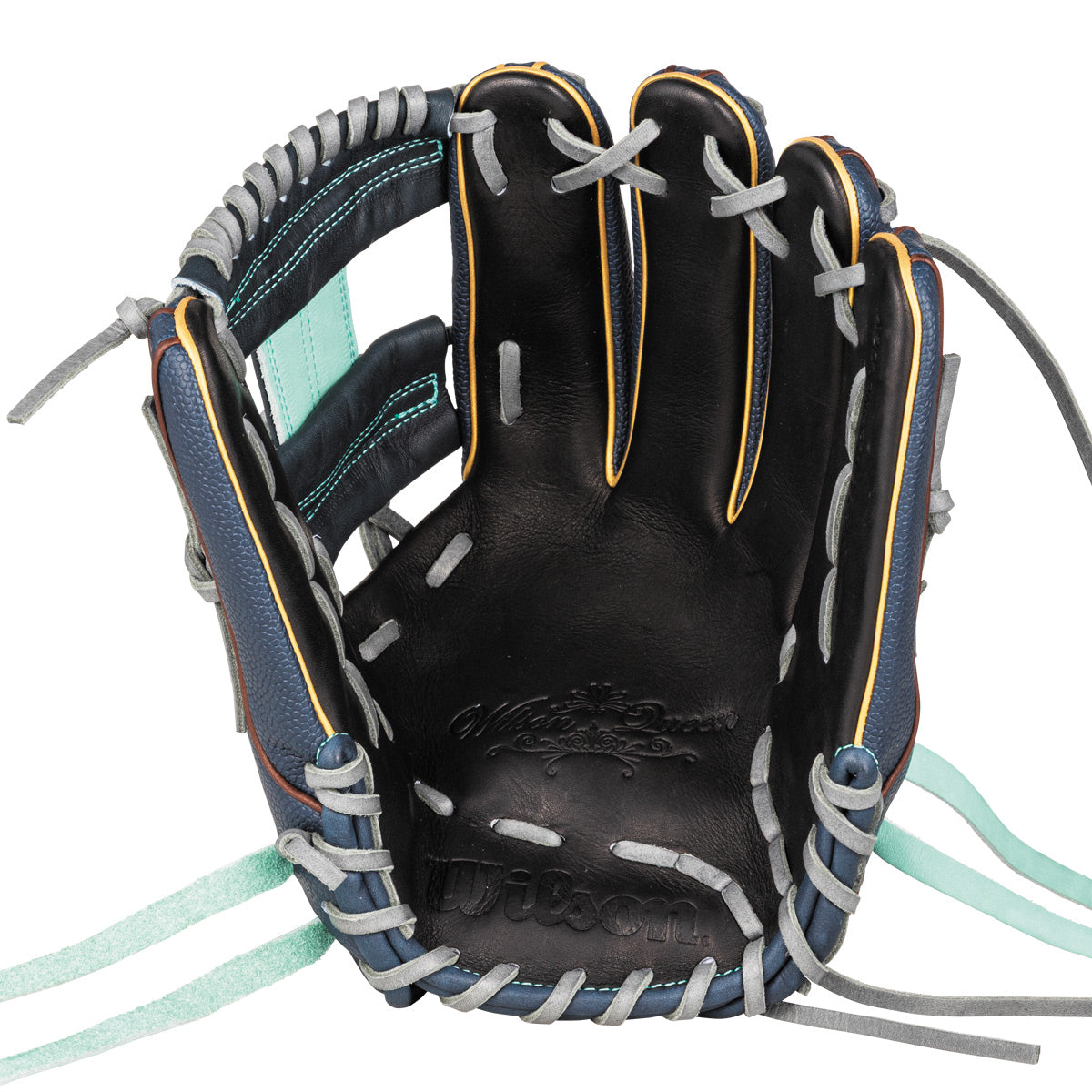女子ソフトボール用 Wilson Queen DUAL 内野手用 87 - ブラック×ネイビーSS