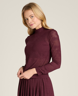 オールデイ モックネック  レース - レッド