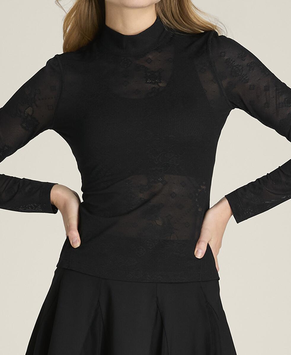 オールデイ モックネック  レース - ブラック