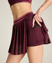 スプリット プリーツスコート レース - レッド