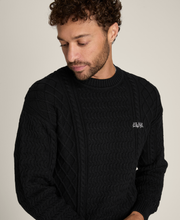 ヘリテージ ケーブルクルー セーター - ブラック