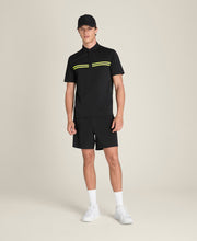 ベースライン テクニカル ポロ - ストライプ ブラック／テニスボール イエロー