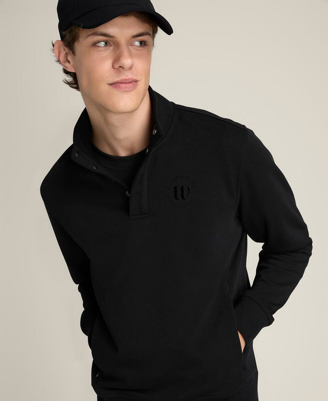 テニスクラブ ハーフジップ モックアップ スウェット - ブラック