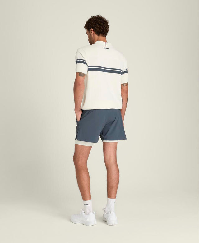 コートサイド ニット ストライプ ポロ  -  サンド