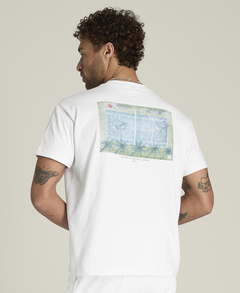 クラシックコットングラフィックTシャツ - ブルー by Wilson Japan