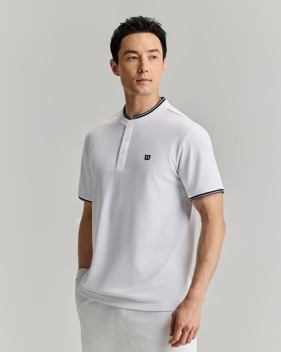 ホワイト ポロシャツ ネイビー　Wilson ヘンリー カラー ポロ by Wilson Japan Sportswear online