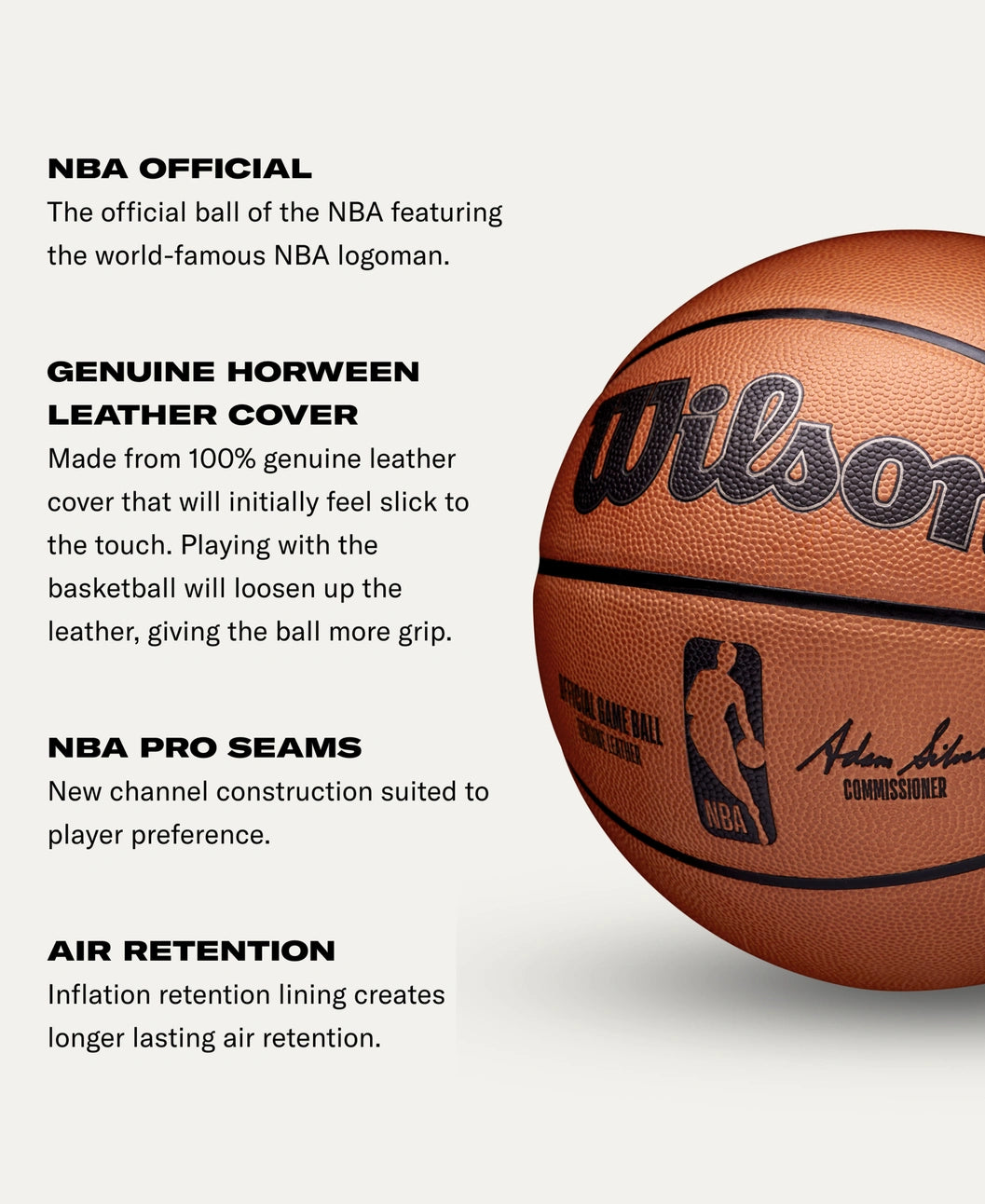 NBA 公式ゲームボール 7号 本革製 by Wilson Japan Inflate online