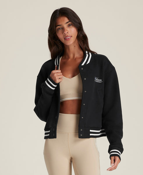 ジャケット・アウター thehighlights 'jacket'navyblack ハドソン バーシティ ボンバージャケット - ブラック by Wilson Japan