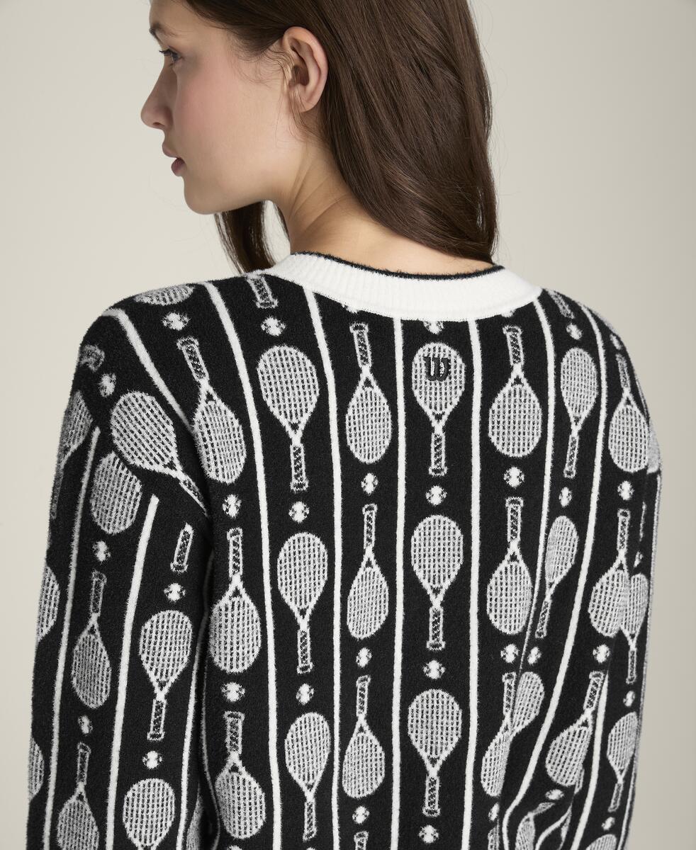 ニット プラッシュ クルー - ラケット ジャカード