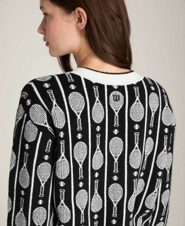 ニット プラッシュ クルー - ラケット ジャカード