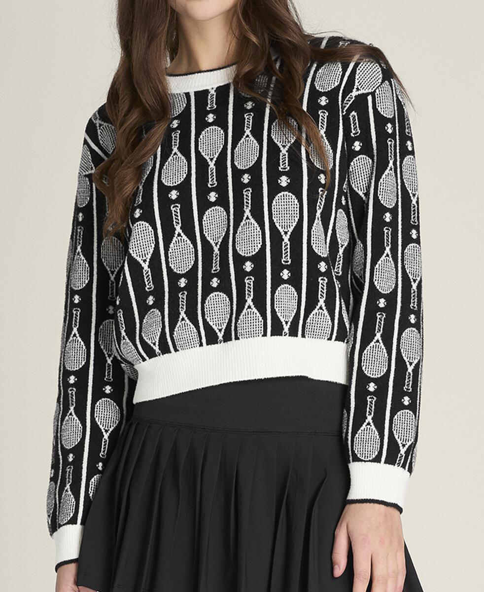 ニット プラッシュ クルー - ラケット ジャカード