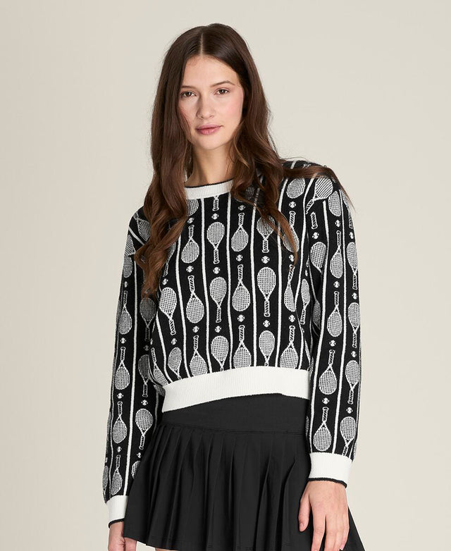 ニット プラッシュ クルー - ラケット ジャカード