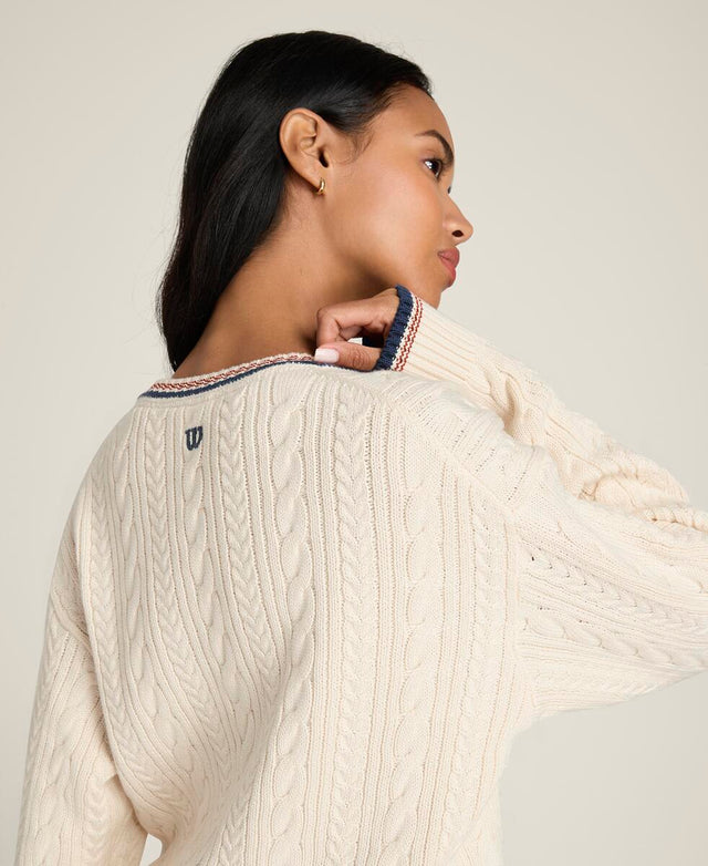 ヒルクエスト ケーブル セーター  -  サンド